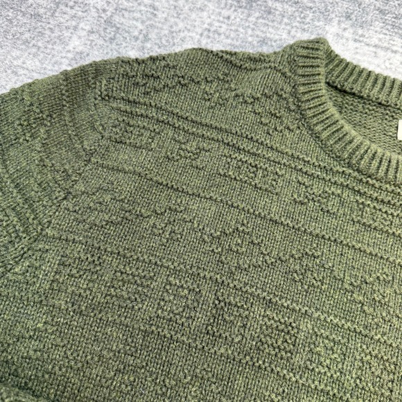 J Crew Sweater Mens XL Green Guernsey Stitch Textured Knit Fisherman Crewneck - Picture 3 of 9